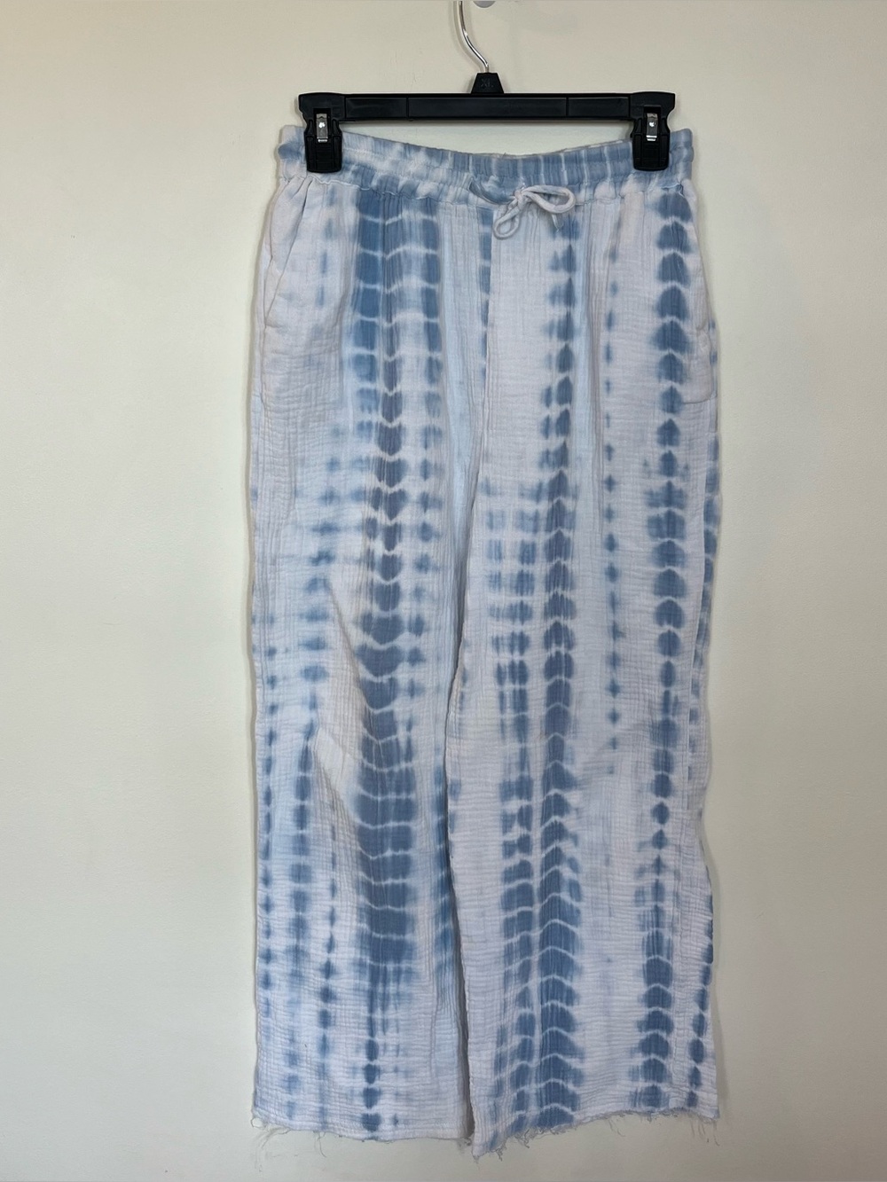 Charlie B Tie-Dye Striped Cotton Gauze Cropped Pants Wide Leg Lightweight XS